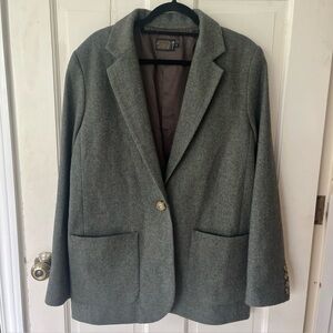 Women’s Pendleton Green Herringbone Wool Blazer Size 18